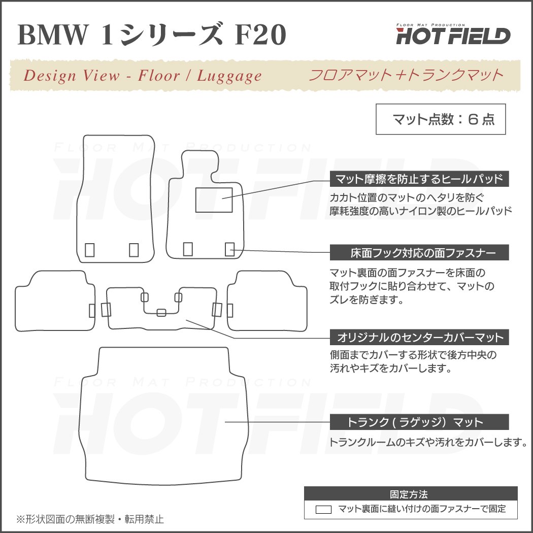BMW 1シリーズ (F20) フロアマット+トランクマット ラゲッジマット ◇カジュアルチェック HOTFIELD