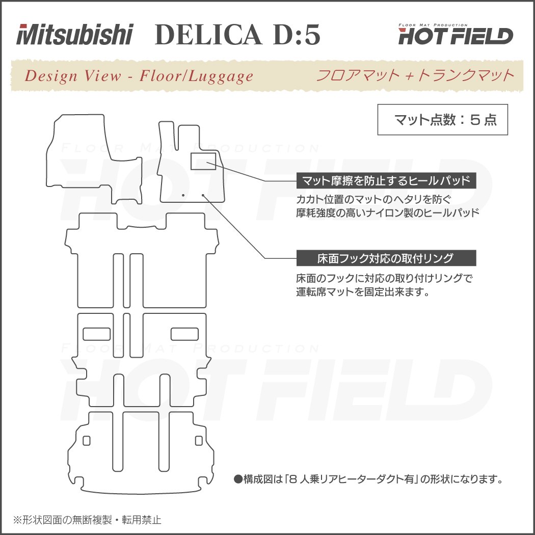 三菱 新型対応 デリカ D5 フロアマット+トランクマット ラゲッジマット