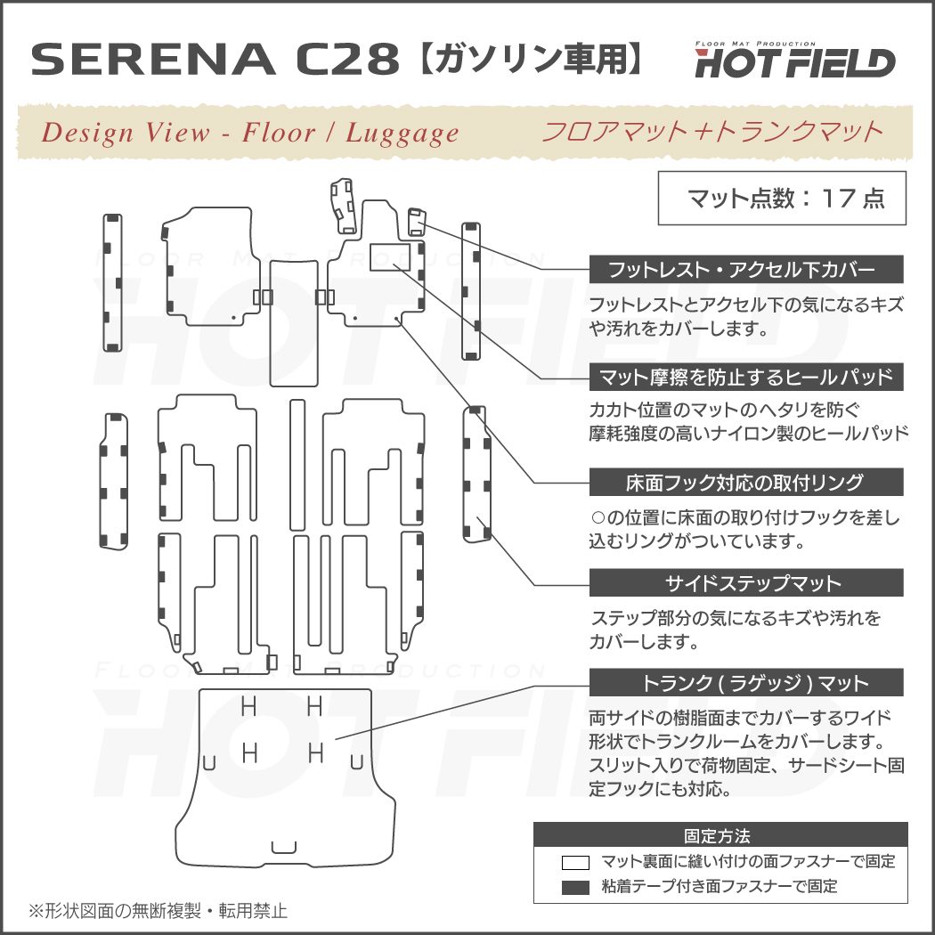 日産 新型 セレナ C28系 (ガソリン車) フロアマット＋ステップマット＋