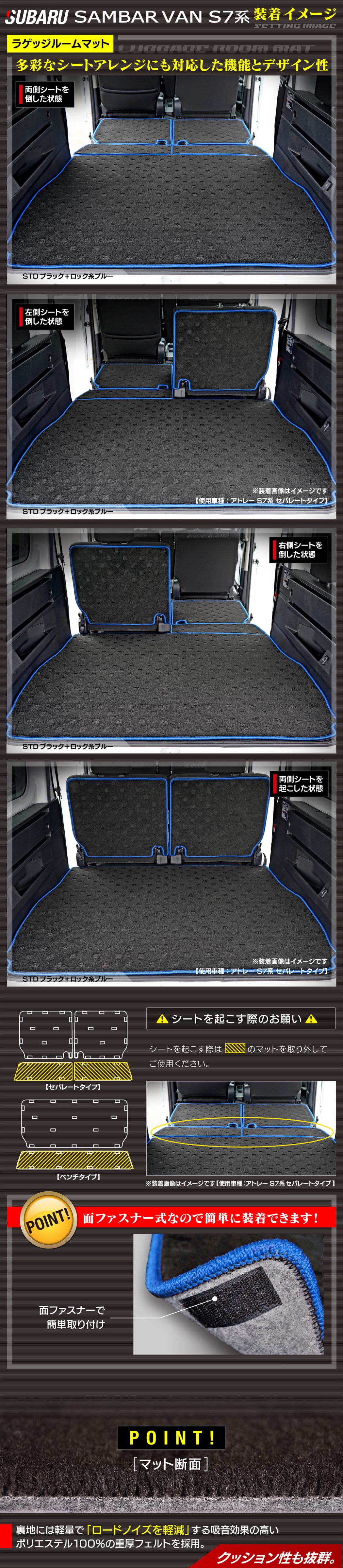 スバル 新型対応 サンバーバン S7系 ラゲッジルームマット 送料無料 HOTFIELD
