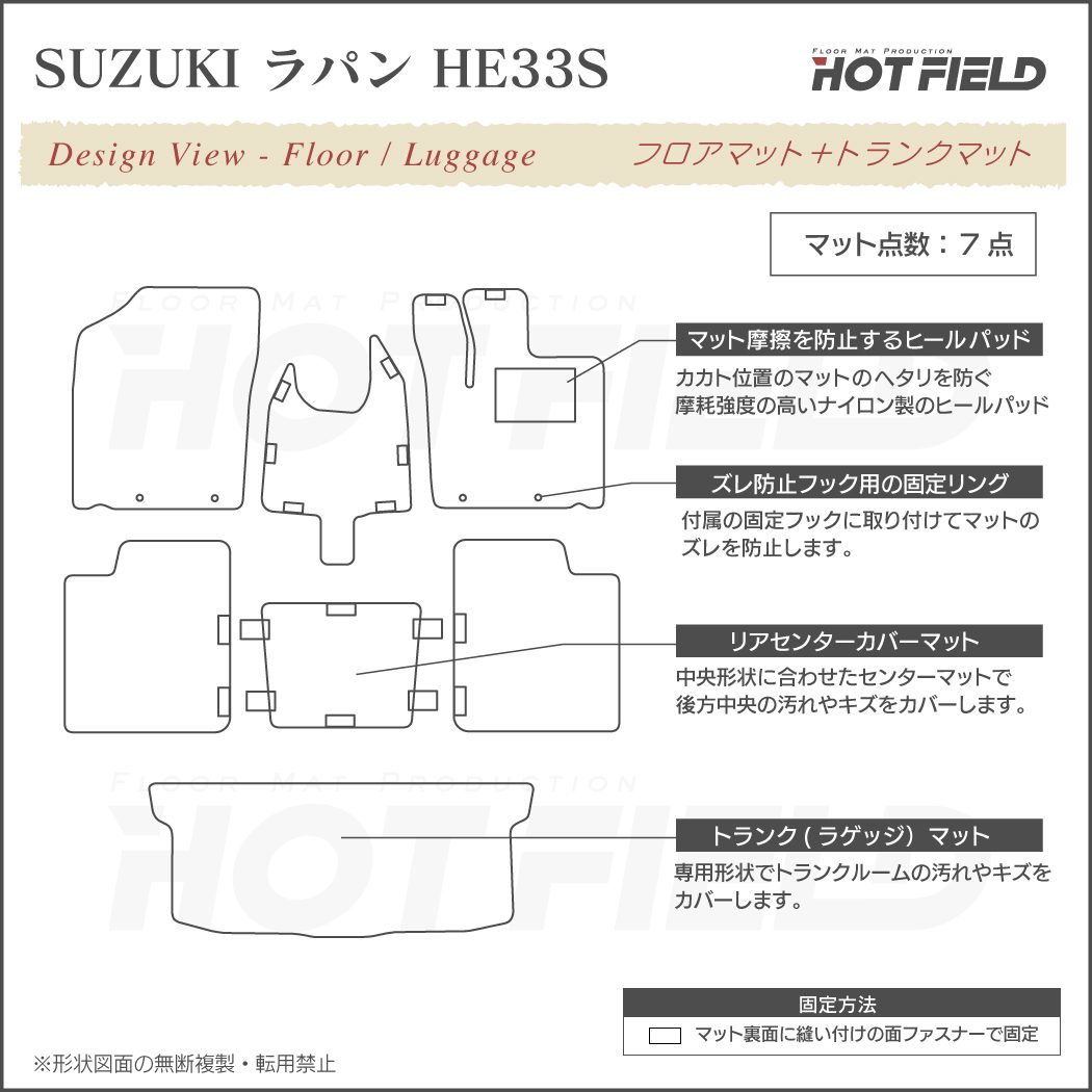 スズキ アルト ラパン アルトラパン HE33S LC系対応 フロアマット+トランクマット ラゲッジマット ◇千鳥格子柄 HOTFIELD