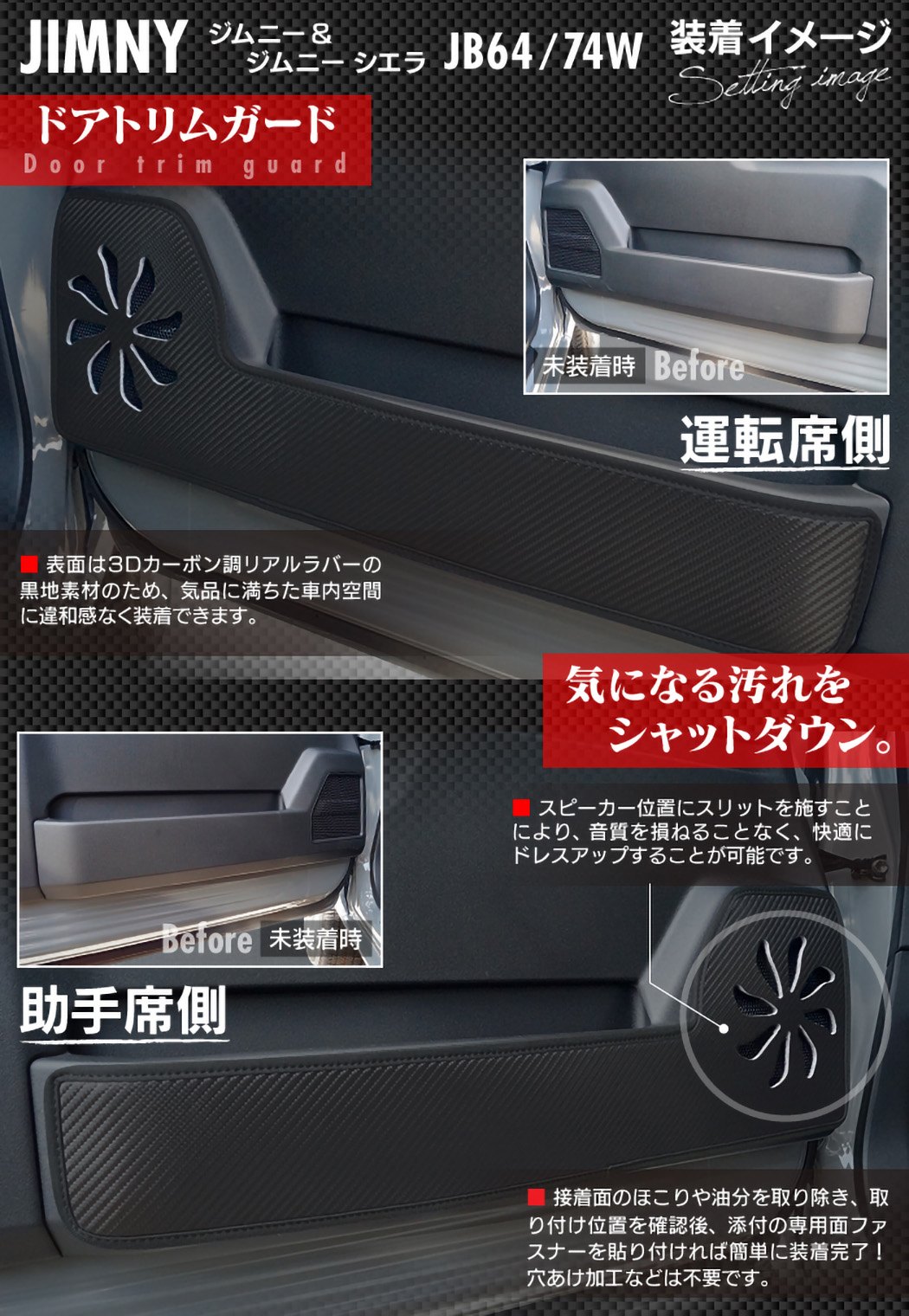 スズキ 新型 ジムニー ジムニーシエラ JB64W JB74W ドアトリムガード