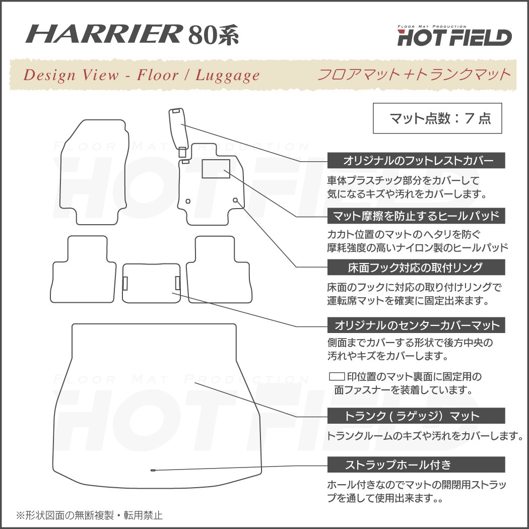 トヨタ 新型 ハリアー 80系 フロアマット+トランクマット ラゲッジマット ◇重厚Profound HOTFIELD - フロアマット専門店HOTFIELD  公式サイト