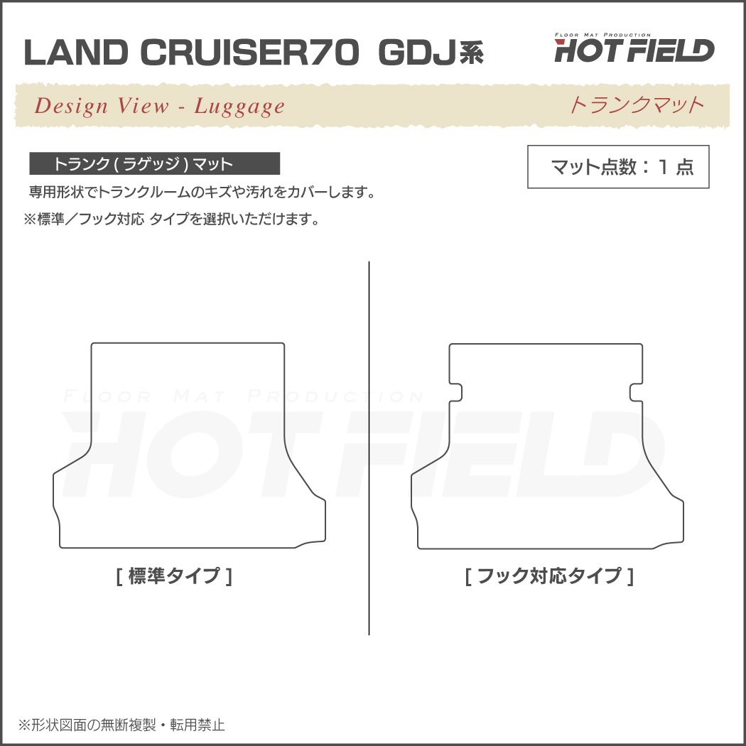 トヨタ 新型 ランドクルーザー 70系 2023年11月～ トランクマット ラゲッジマット ◇重厚Profound HOTFIELD - フロアマット専門店HOTFIELD  公式サイト