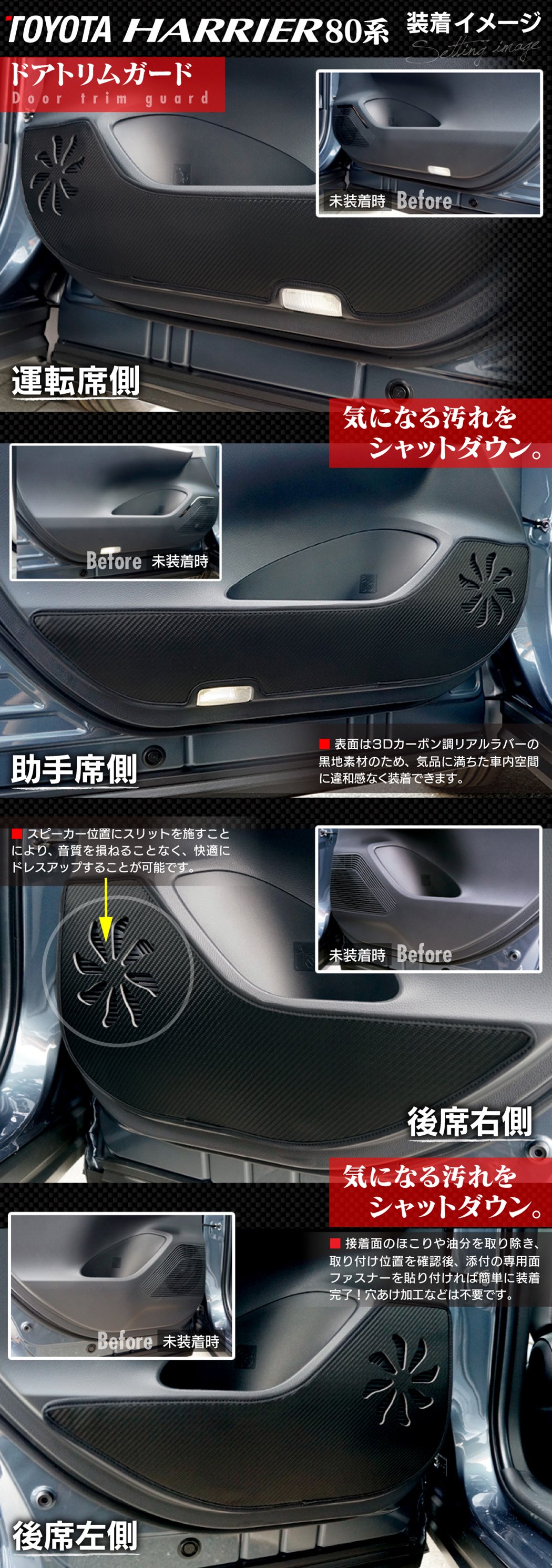 トヨタ ハリアー80 リアドアプロテクタモール 助手席側 新車外し品