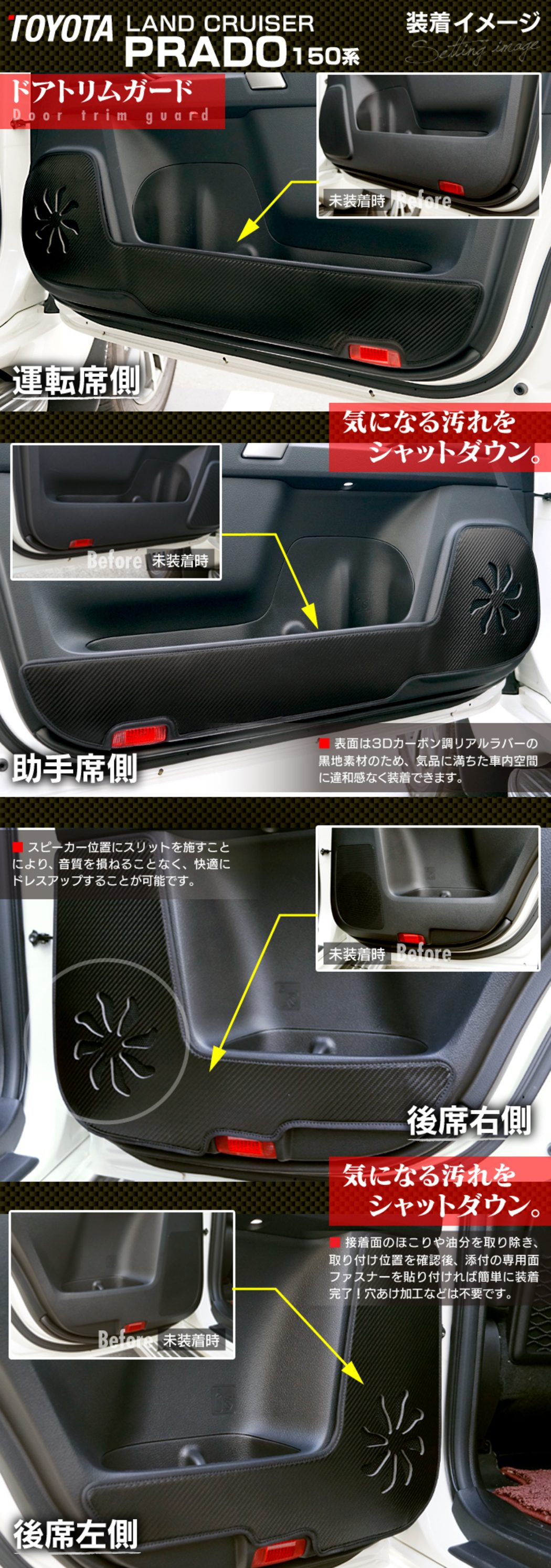 トヨタ 新型対応 ランドクルーザープラド 150系 ドアトリムガード